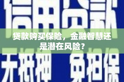 暖暖贷款购买保险，金融智慧还是潜在风险？