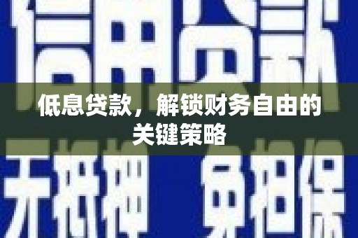 暖暖低息贷款，解锁财务自由的关键策略