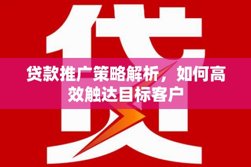 暖暖贷款推广策略解析，如何高效触达目标客户