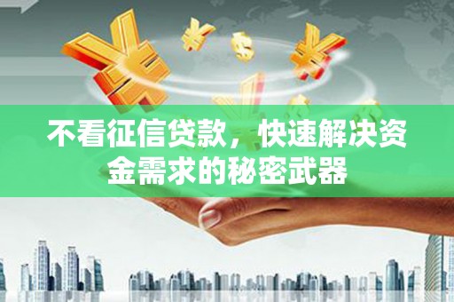 暖暖不看征信贷款，快速解决资金需求的秘密武器