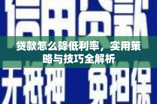 暖暖贷款怎么降低利率，实用策略与技巧全解析