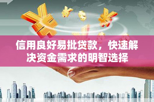 暖暖信用良好易批贷款，快速解决资金需求的明智选择