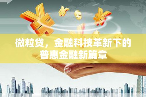 暖暖微粒贷，金融科技革新下的普惠金融新篇章