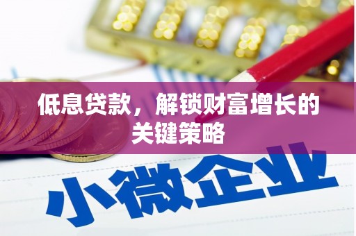 暖暖低息贷款，解锁财富增长的关键策略