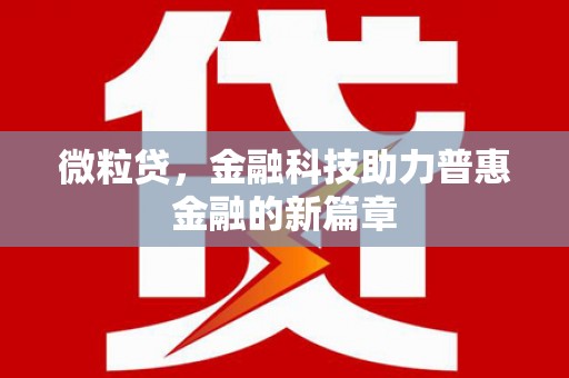 暖暖微粒贷，金融科技助力普惠金融的新篇章