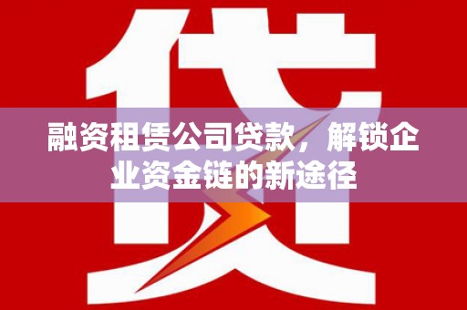 暖暖融资租赁公司贷款，解锁企业资金链的新途径